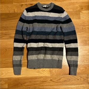 Vintage Striped Gray, Blue, and Black Sweater